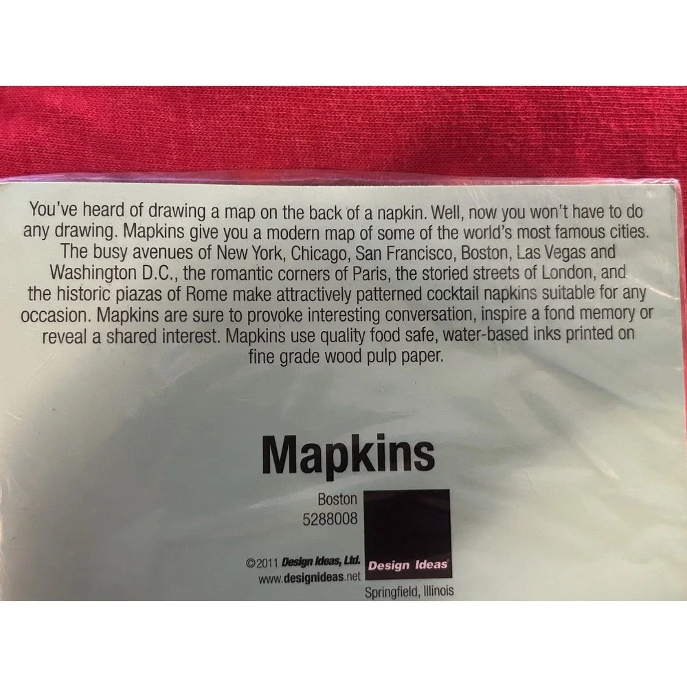 Boston Massachusetts Mapkins Napkins NEW - Paper Napkins Sealed With 20 Napkins